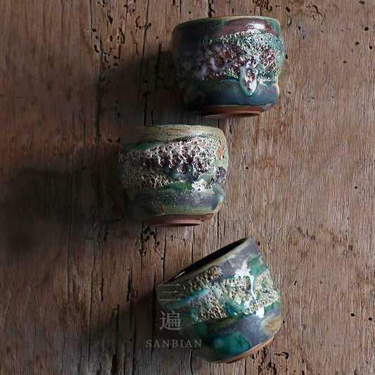 One-of-a-Kind Handmade Shino Ware Master's Tea Cup - Wood-Fired Ceramic Gongfu Tea Cup, Unique Artistic Tea Bowl