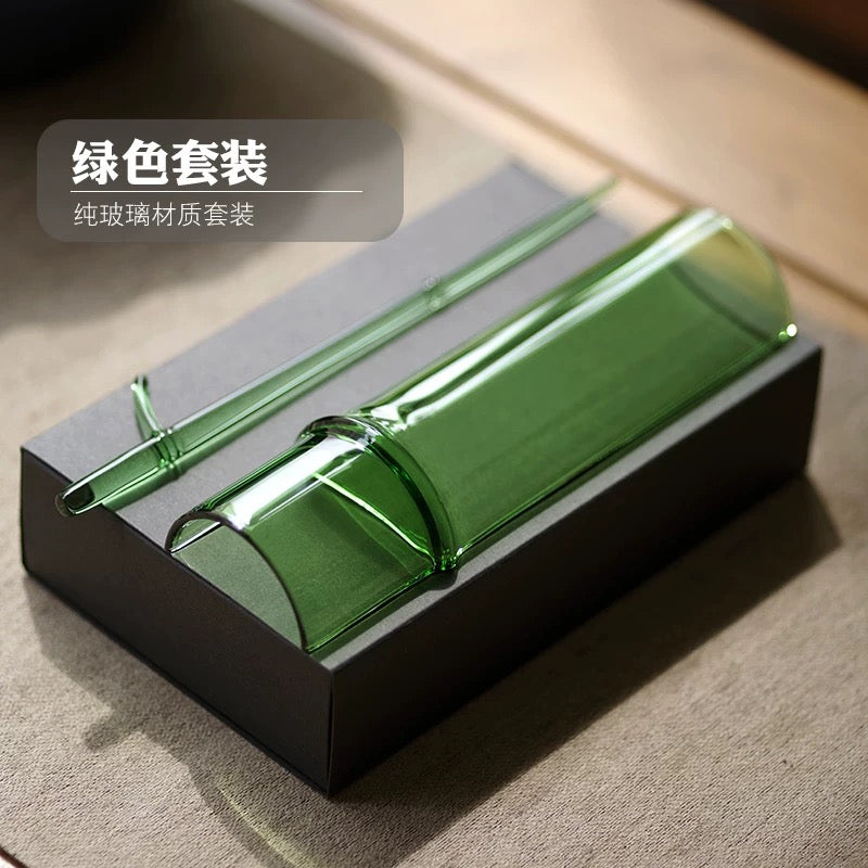 Elegant Bamboo-Inspired Glass Tea Scoop – Transparent Household Tea Tool for Measuring, Awakening, and Serving Tea | Multi-Purpose Tea Scoop, Pick, Stirrer, and Tea Leaf Holder | Essential Tea Ceremony Accessory