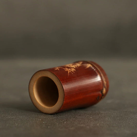 Aged Black Bamboo Teapot Stand – Handmade Lid Rest for Purple Clay & Iron Teaware