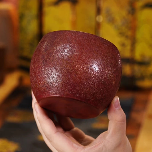 Handmade Vintage Copper Jian Shui Tea Waste Container – Covered Tea Water Bowl, Tea Residue Collector, and Rinse Water Pot for Tea Ceremony