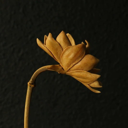 Handmade Lotus Bamboo Art – Solid Carved Decor for Zen Tea Spaces