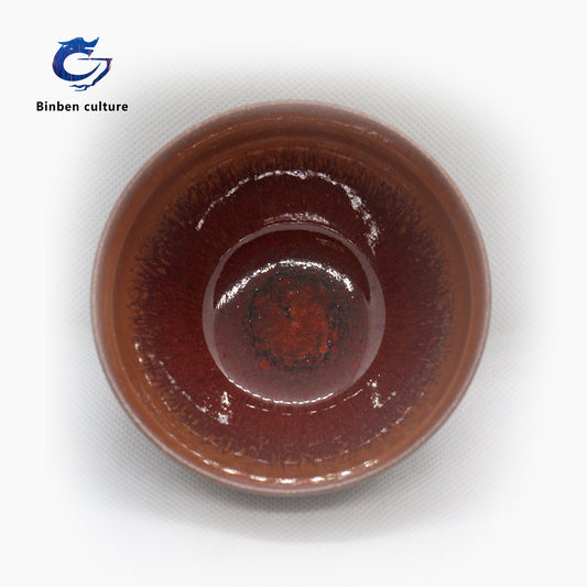 Lianhongda Jianzhan Type: Curved Glazed Surface: Red Partridge Lacquer Double sided Glaze)
